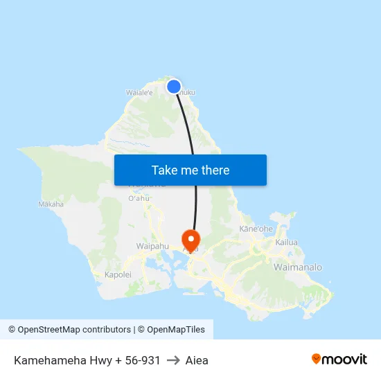 Kamehameha Hwy + 56-931 to Aiea map