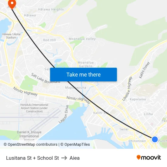 Lusitana St + School St to Aiea map