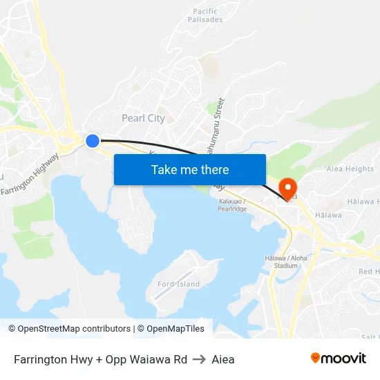 Farrington Hwy + Opp Waiawa Rd to Aiea map