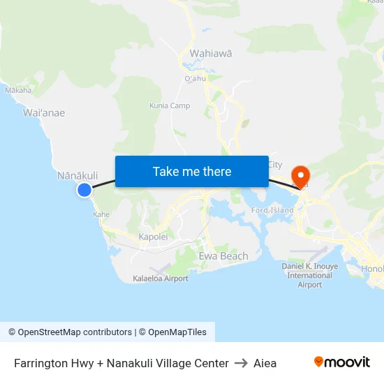 Farrington Hwy + Nanakuli Village Center to Aiea map
