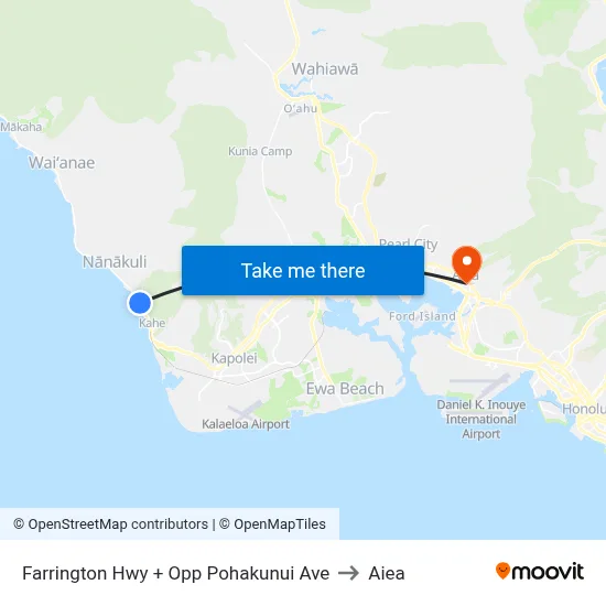 Farrington Hwy + Opp Pohakunui Ave to Aiea map