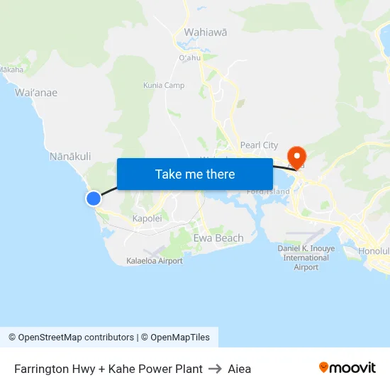 Farrington Hwy + Kahe Power Plant to Aiea map