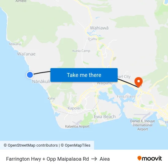 Farrington Hwy + Opp Maipalaoa Rd to Aiea map