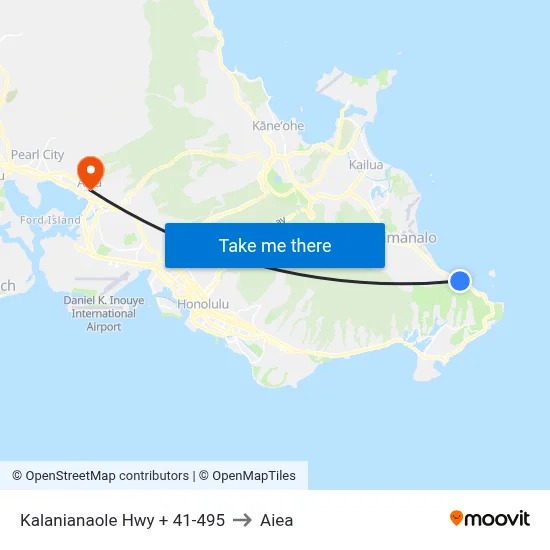 Kalanianaole Hwy + 41-495 to Aiea map