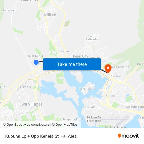 Kupuna Lp + Opp Kehela St to Aiea map