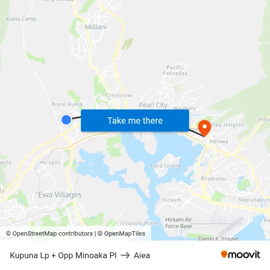 Kupuna Lp + Opp Minoaka Pl to Aiea map