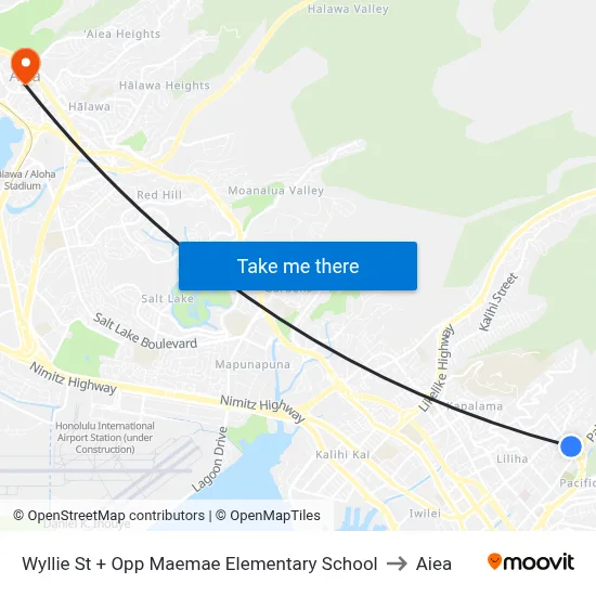 Wyllie St + Opp Maemae Elementary School to Aiea map