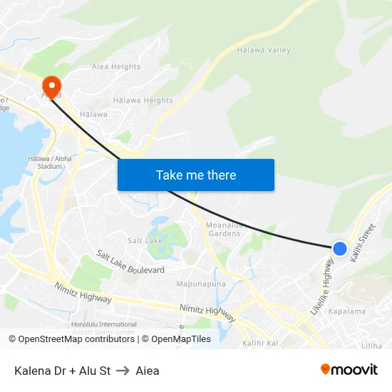 Kalena Dr + Alu St to Aiea map