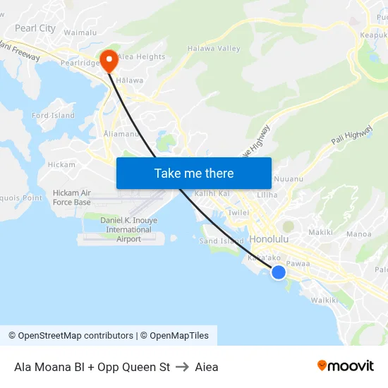 Ala Moana Bl + Opp Queen St to Aiea map