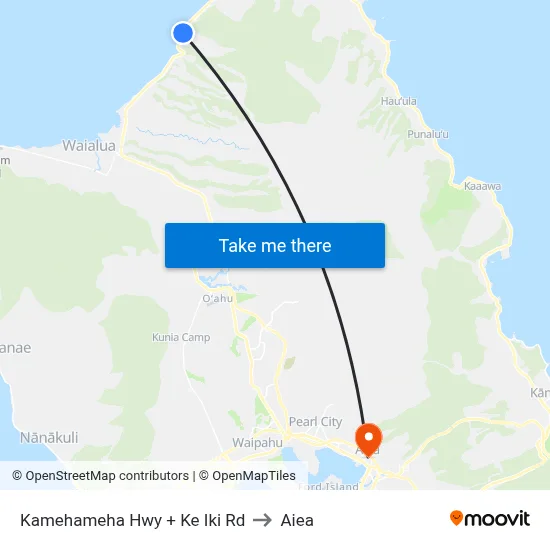 Kamehameha Hwy + Ke Iki Rd to Aiea map