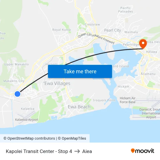 Kapolei Transit Center - Stop 4 to Aiea map