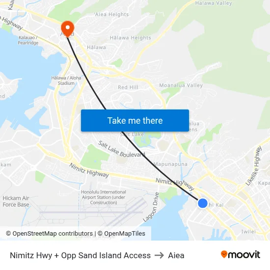 Nimitz Hwy + Opp Sand Island Access to Aiea map