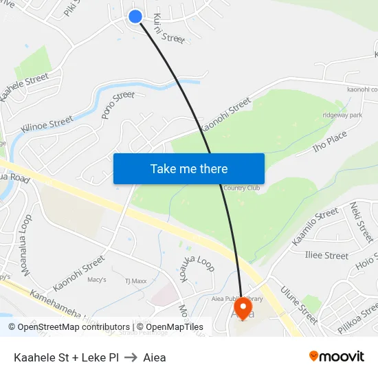 Kaahele St + Leke Pl to Aiea map