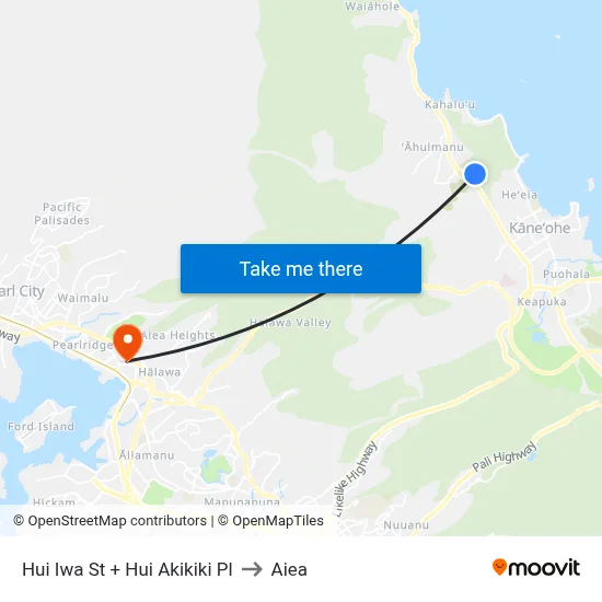 Hui Iwa St + Hui Akikiki Pl to Aiea map