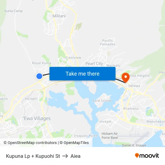 Kupuna Lp + Kupuohi St to Aiea map