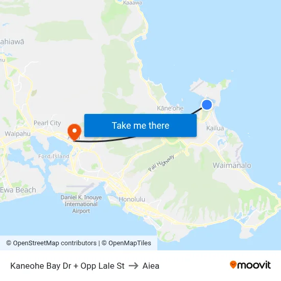 Kaneohe Bay Dr + Opp Lale St to Aiea map