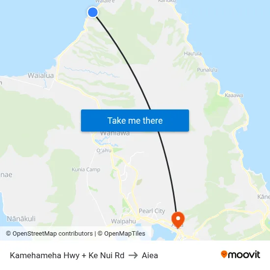 Kamehameha Hwy + Ke Nui Rd to Aiea map