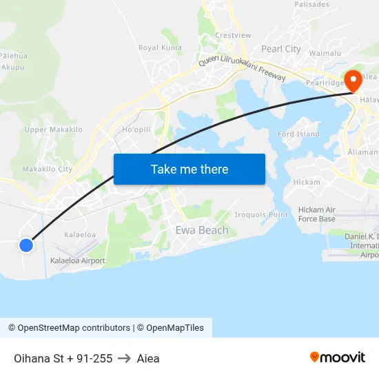 Oihana St + 91-255 to Aiea map