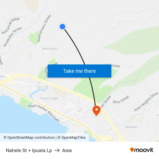 Nahele St + Ipuala Lp to Aiea map