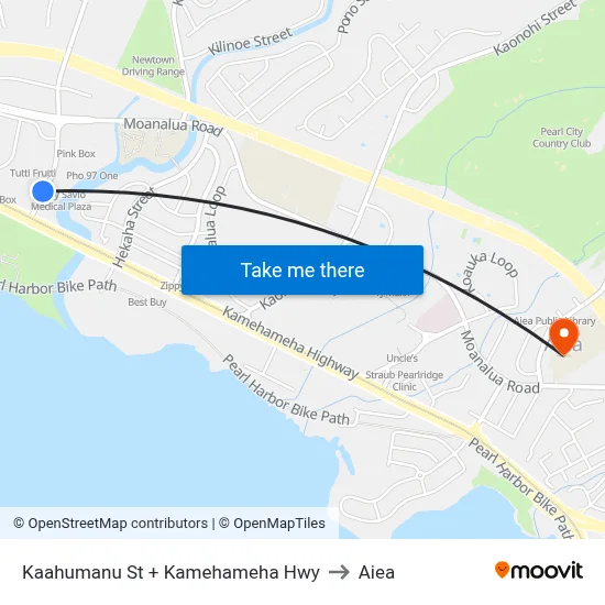 Kaahumanu St + Kamehameha Hwy to Aiea map