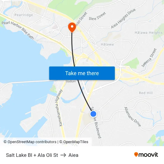 Salt Lake Bl + Ala Oli St to Aiea map