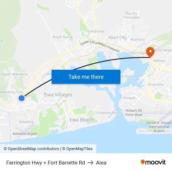 Farrington Hwy + Fort Barrette Rd to Aiea map