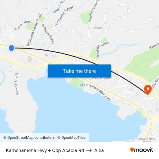 Kamehameha Hwy + Opp Acacia Rd to Aiea map
