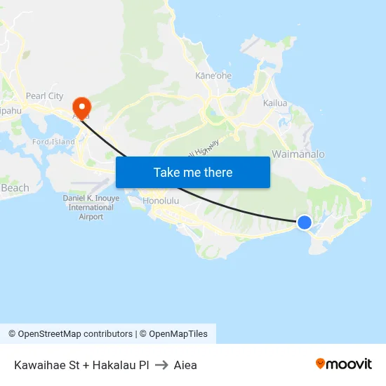 Kawaihae St + Hakalau Pl to Aiea map
