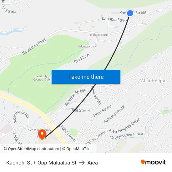 Kaonohi St + Opp Malualua St to Aiea map