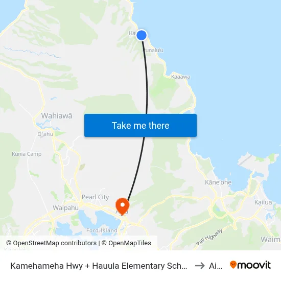 Kamehameha Hwy + Hauula Elementary School to Aiea map