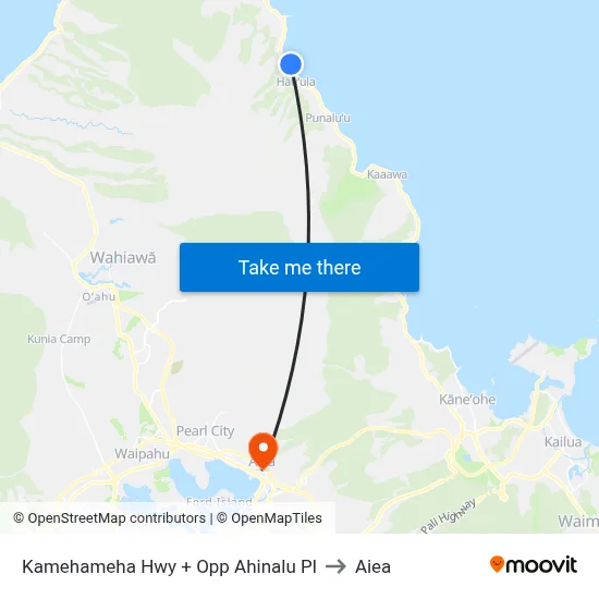 Kamehameha Hwy + Opp Ahinalu Pl to Aiea map