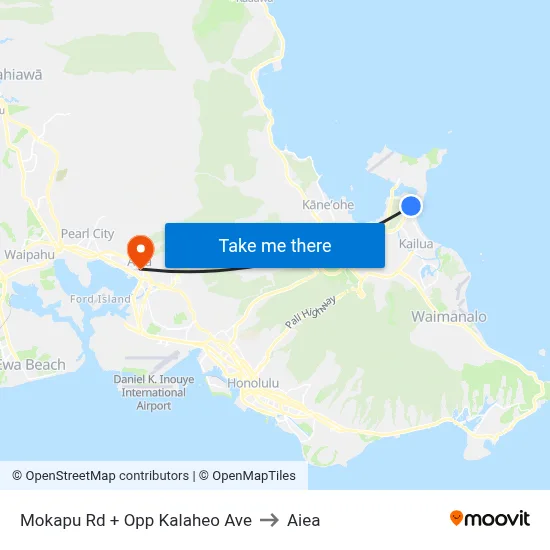 Mokapu Rd + Opp Kalaheo Ave to Aiea map