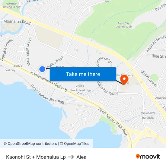 Kaonohi St + Moanalua Lp to Aiea map