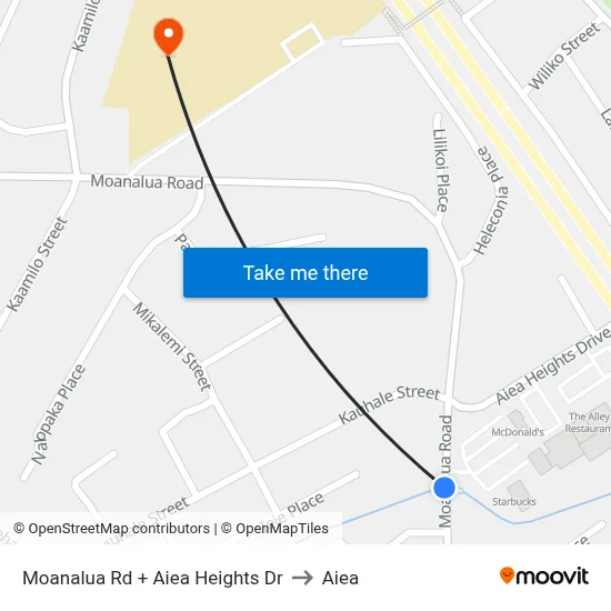 Moanalua Rd + Aiea Heights Dr to Aiea map