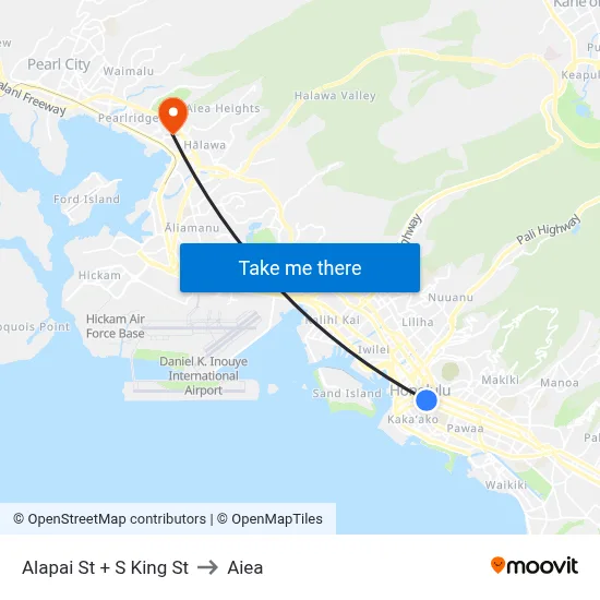 Alapai St + S King St to Aiea map