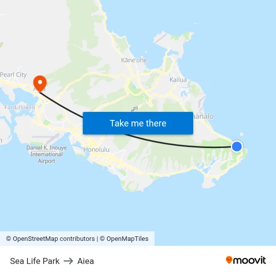 Sea Life Park to Aiea map