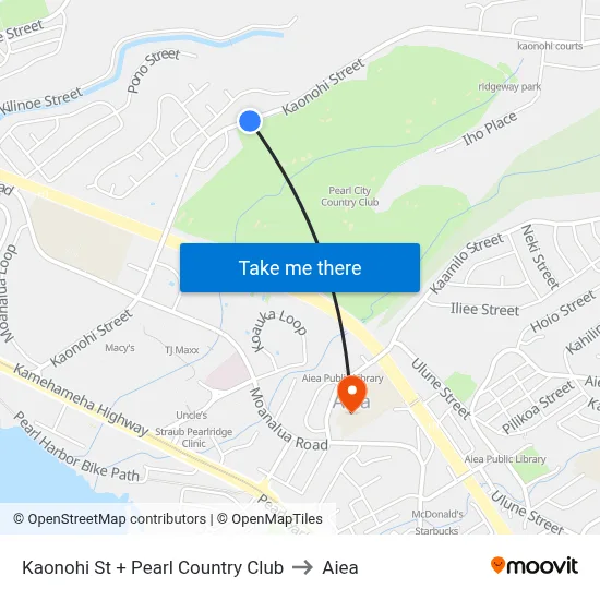 Kaonohi St + Pearl Country Club to Aiea map