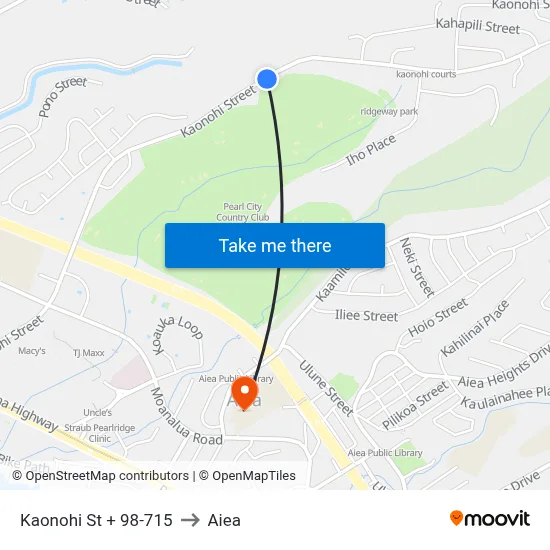 Kaonohi St + 98-715 to Aiea map