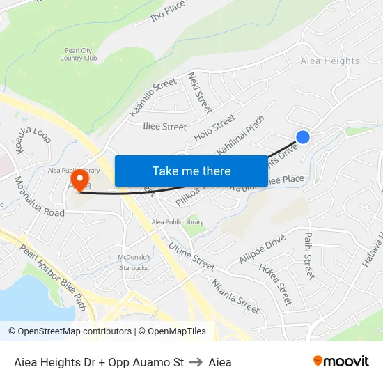 Aiea Heights Dr + Opp Auamo St to Aiea map