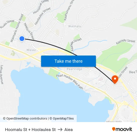 Hoomalu St + Hoolaulea St to Aiea map