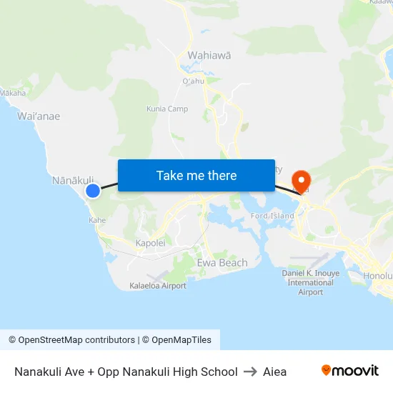 Nanakuli Ave + Opp Nanakuli High School to Aiea map