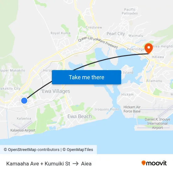 Kamaaha Ave + Kumuiki St to Aiea map