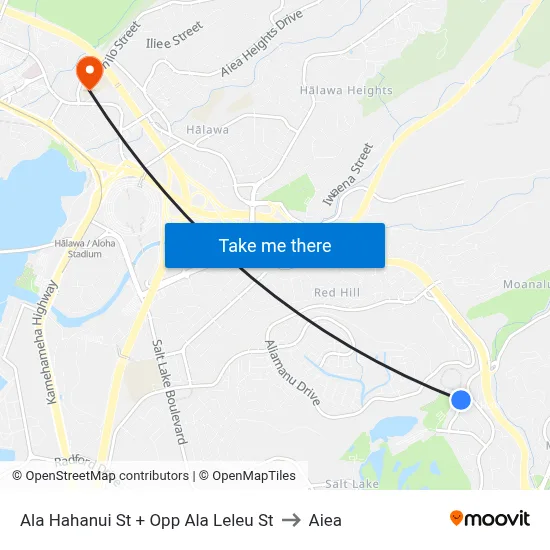 Ala Hahanui St + Opp Ala Leleu St to Aiea map
