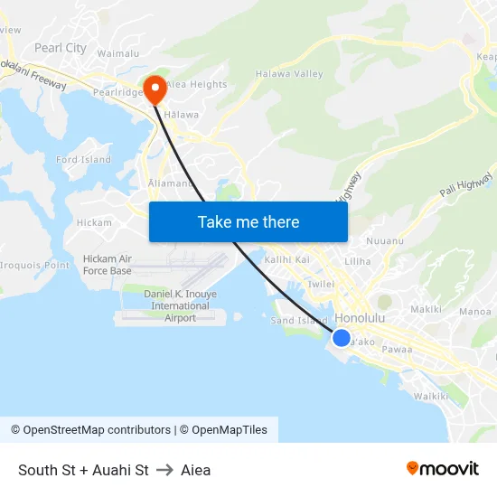 South St + Auahi St to Aiea map