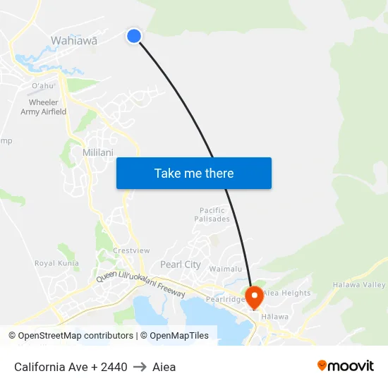 California Ave + 2440 to Aiea map
