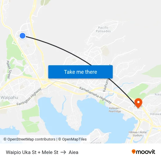 Waipio Uka St + Mele St to Aiea map