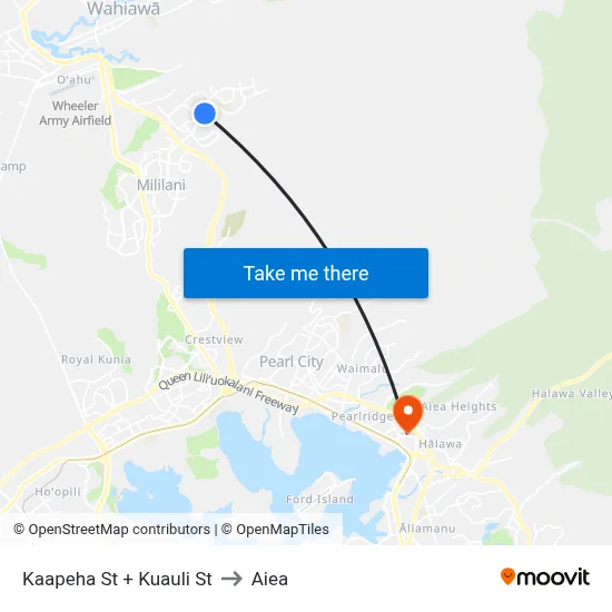 Kaapeha St + Kuauli St to Aiea map