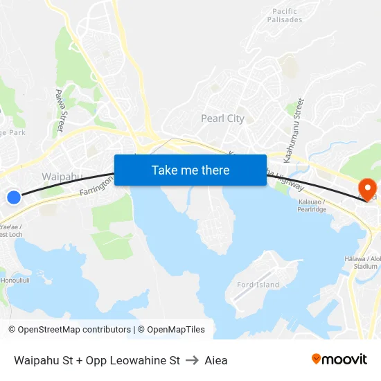 Waipahu St + Opp Leowahine St to Aiea map