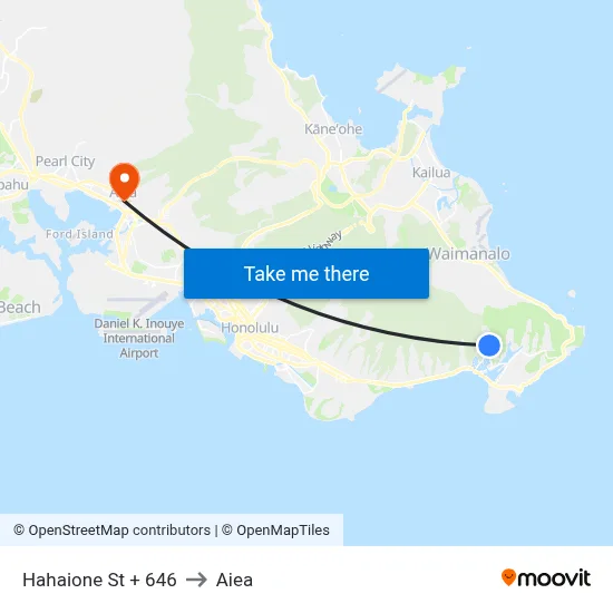 Hahaione St + 646 to Aiea map