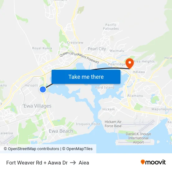 Fort Weaver Rd + Aawa Dr to Aiea map